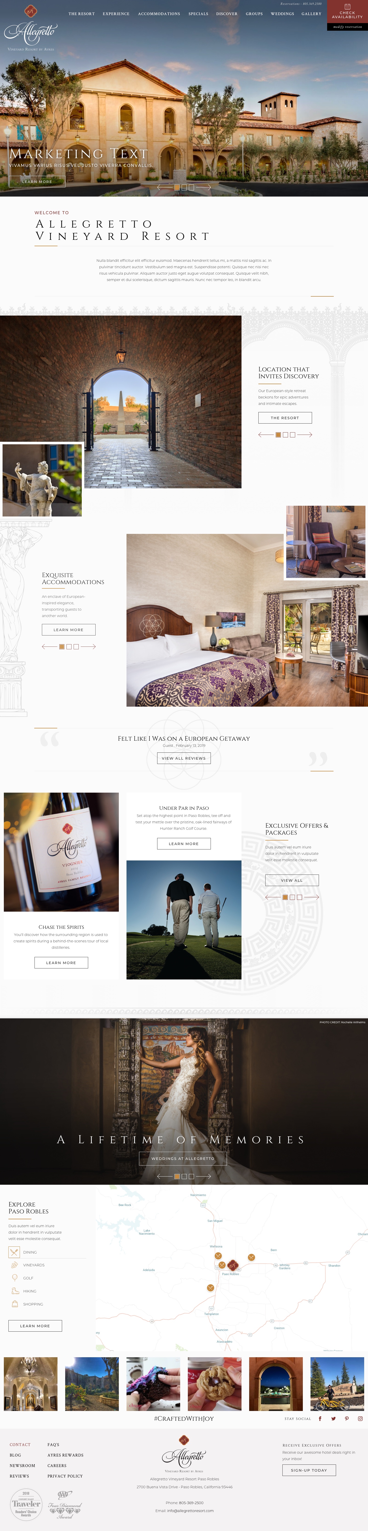 Allegretto Vineyard Resort - Home Page Design