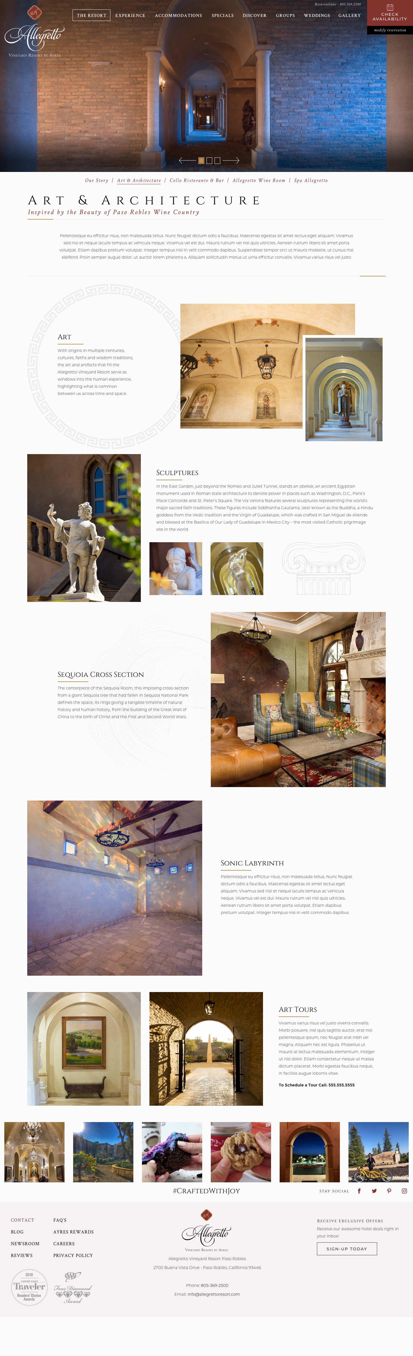 Allegretto Vineyard Resort - Art & Architecture Page Design