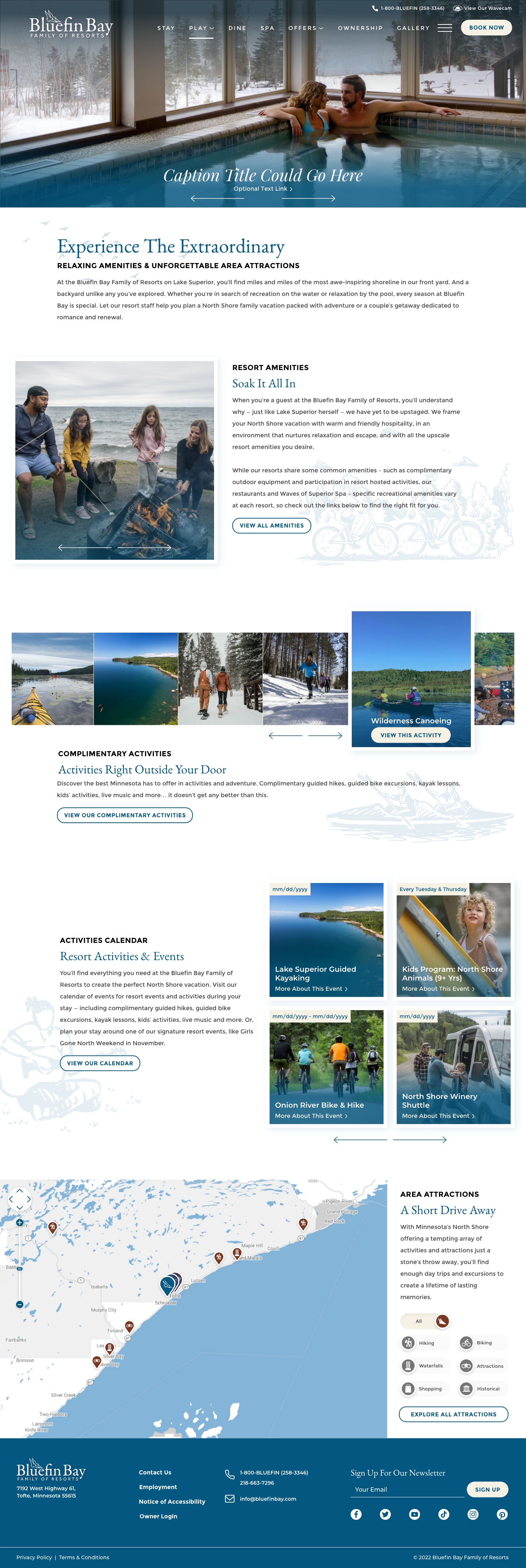 Bluefin Bay - Experiences Page Design