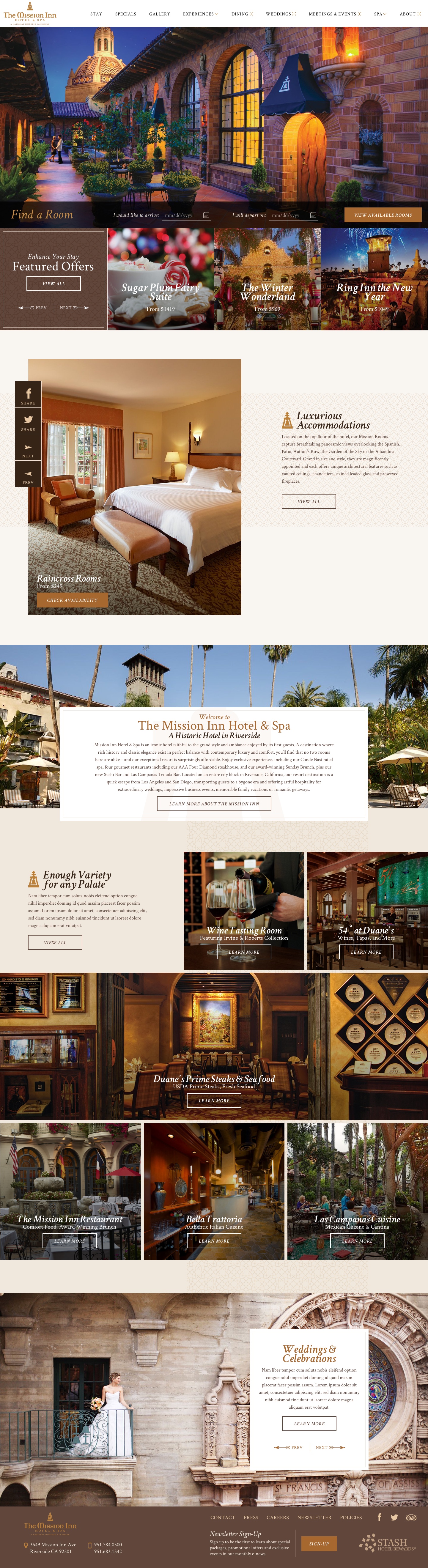 Mission Inn Hotel & Spa - Home Page Design