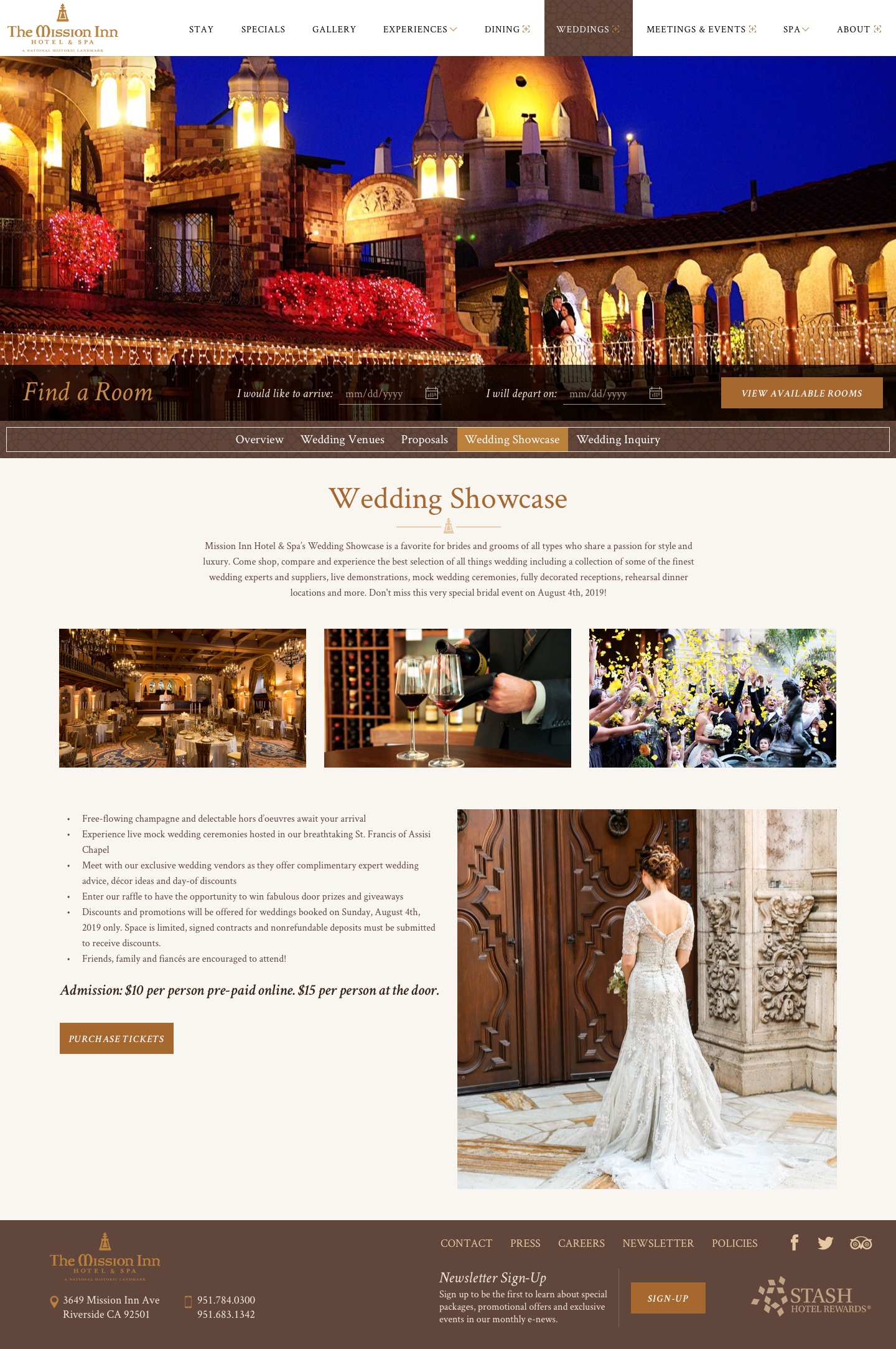Mission Inn Hotel & Spa - Weddings Page Design