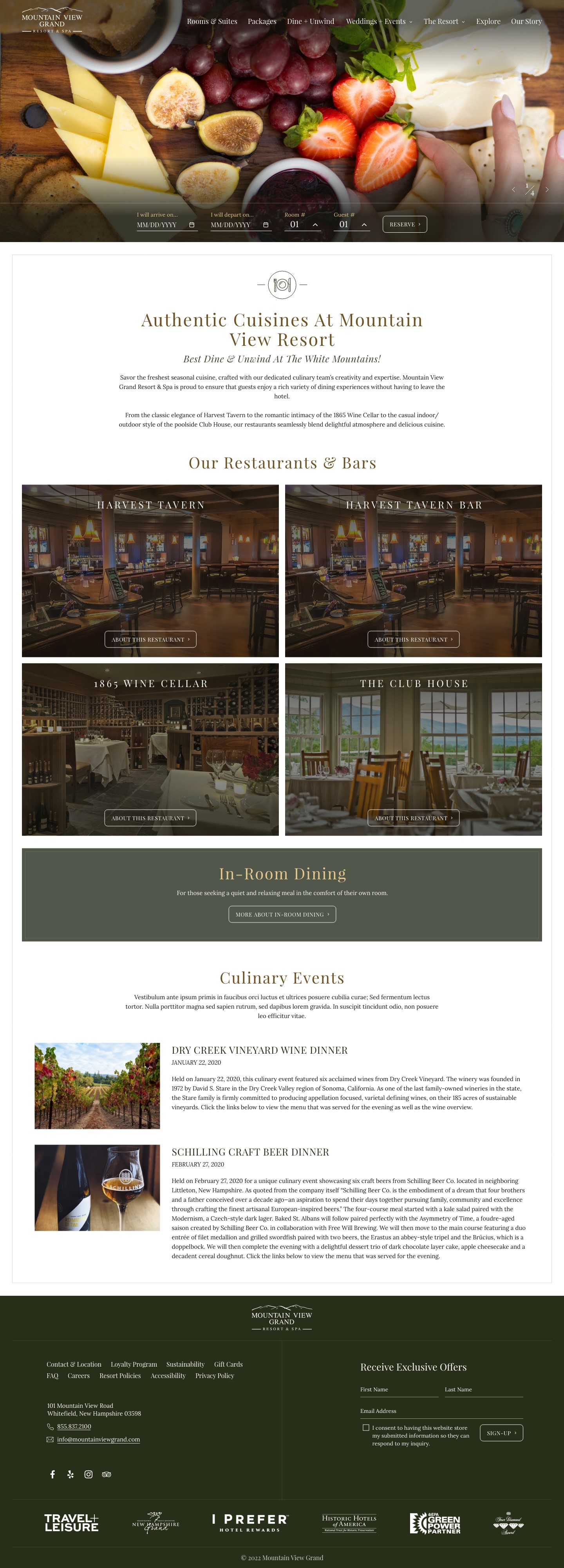 Mountain View Gran - Dining Page Design