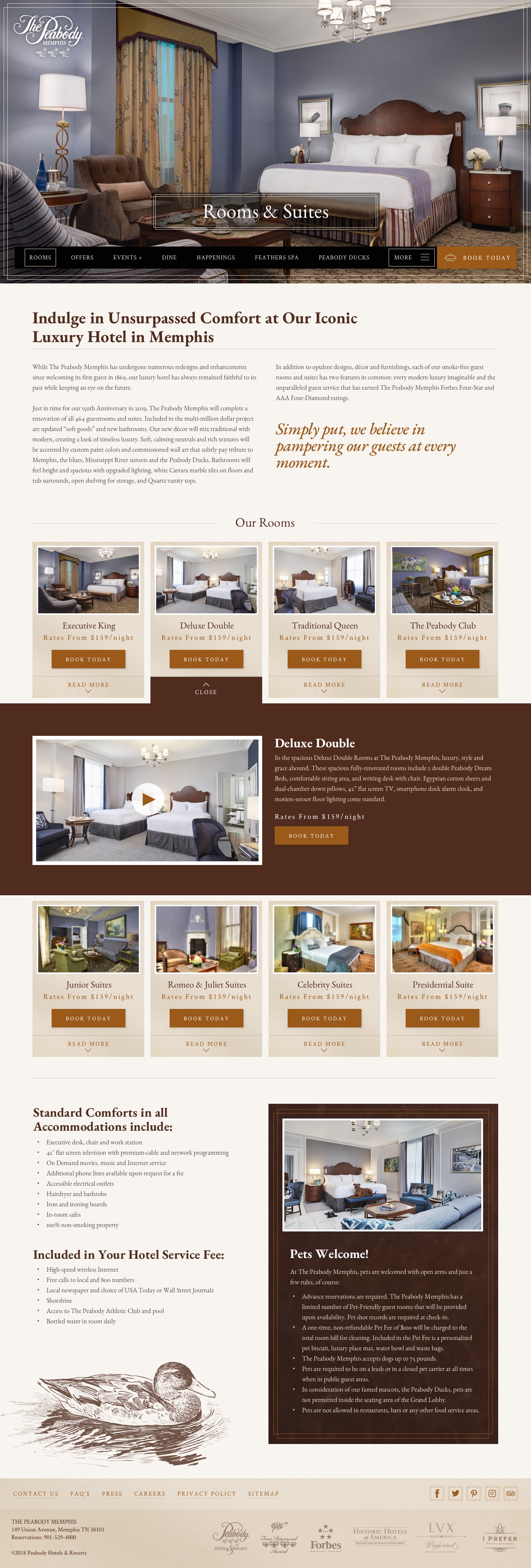 The Peabody Memphis - Rooms & Suites Page Design